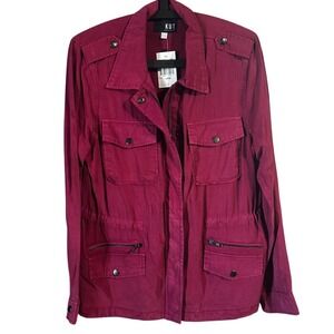 KUT from the Kloth Womens Lyocell Utility Field Jacket Berry Pink KJ52601 Large